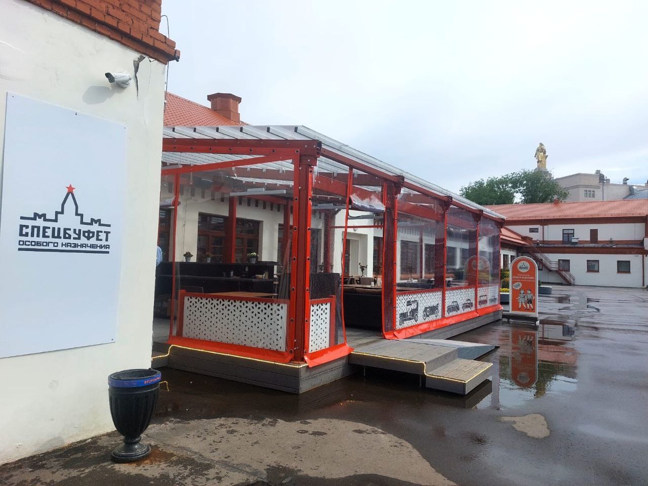 ПВХ шторы для летней террасы кафе в Узловой